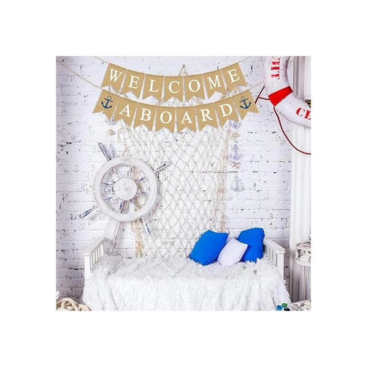 Rainlemon Bandera de yute de bienvenida a bordo de bandera_5