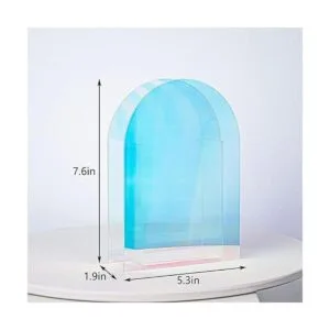 Jarrón acrílico iridiscente para flores artificiales