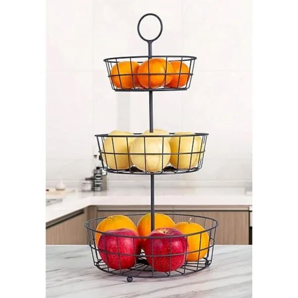HANZE 3 niveles de alambre cesta de fruta bandeja de_4