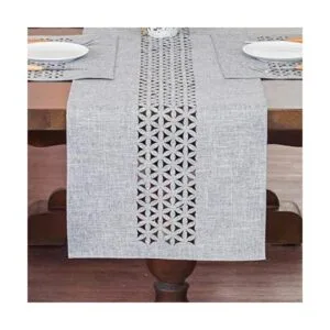ARTABLE Camino de mesa rectangular de tela de granja gris_1