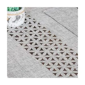 ARTABLE Camino de mesa rectangular de tela de granja gris_4