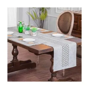 ARTABLE Camino de mesa rectangular de tela de granja gris_2