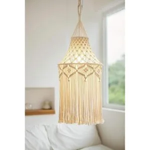 Mkono Lámpara de macramé con diseño bohemio cubierta de_4