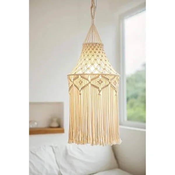 Mkono Lámpara de macramé con diseño bohemio cubierta de_4