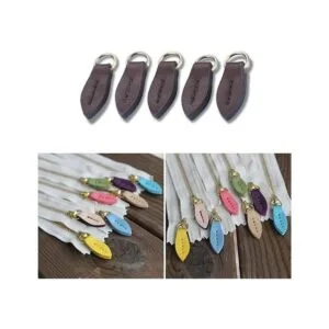 Tirador de cremallera de cuero en forma de hoja con