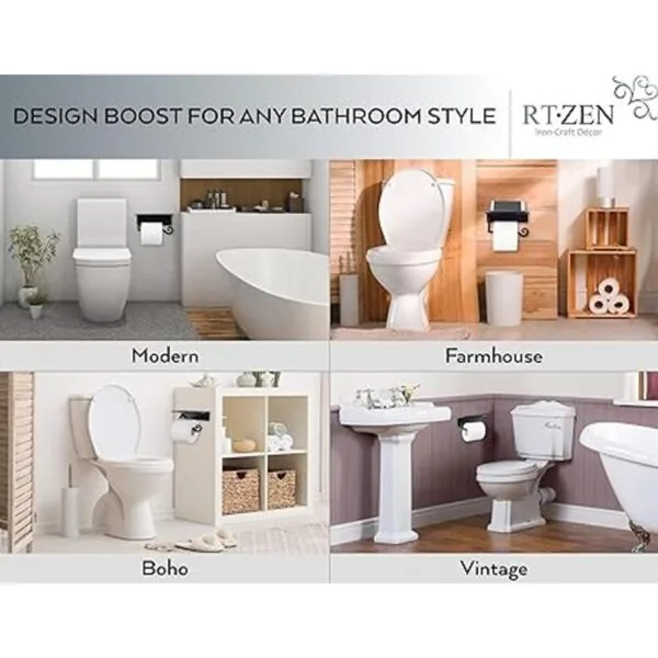 RTZEN Soporte de papel higiénico de hierro forjado con