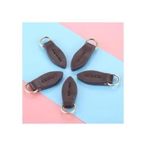 Tirador de cremallera de cuero en forma de hoja con