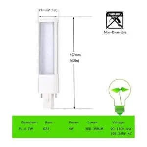 Bombilla LED G23 de 4 W L135 mm53 pulgadas 2 pines CFL_2
