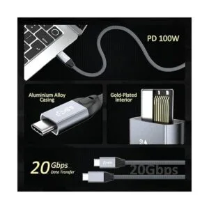 Cable de video USB C a USB C QCEs USB C 3.2 Gen 2 Cable_5