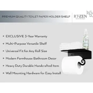 RTZEN Soporte de papel higiénico de hierro forjado con