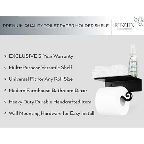 RTZEN Soporte de papel higiénico de hierro forjado con