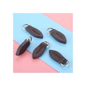 Tirador de cremallera de cuero en forma de hoja con