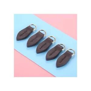 Tirador de cremallera de cuero en forma de hoja con