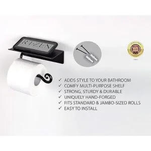 RTZEN Soporte de papel higiénico de hierro forjado con