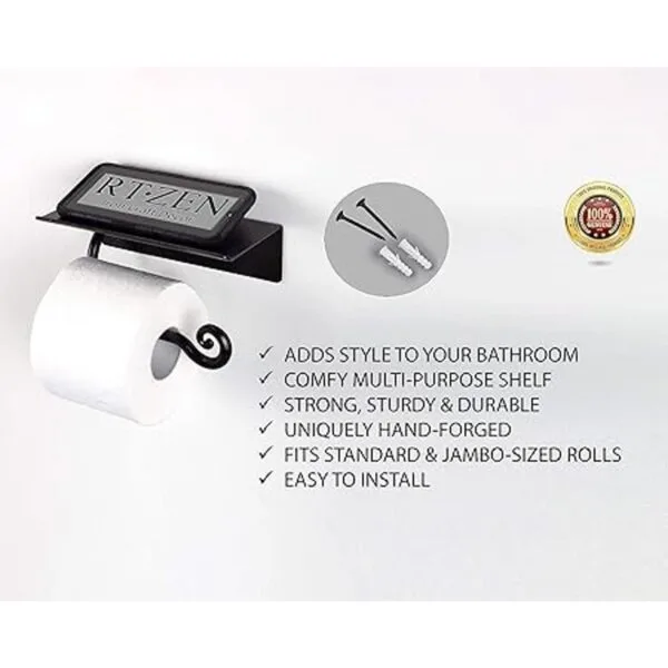 RTZEN Soporte de papel higiénico de hierro forjado con