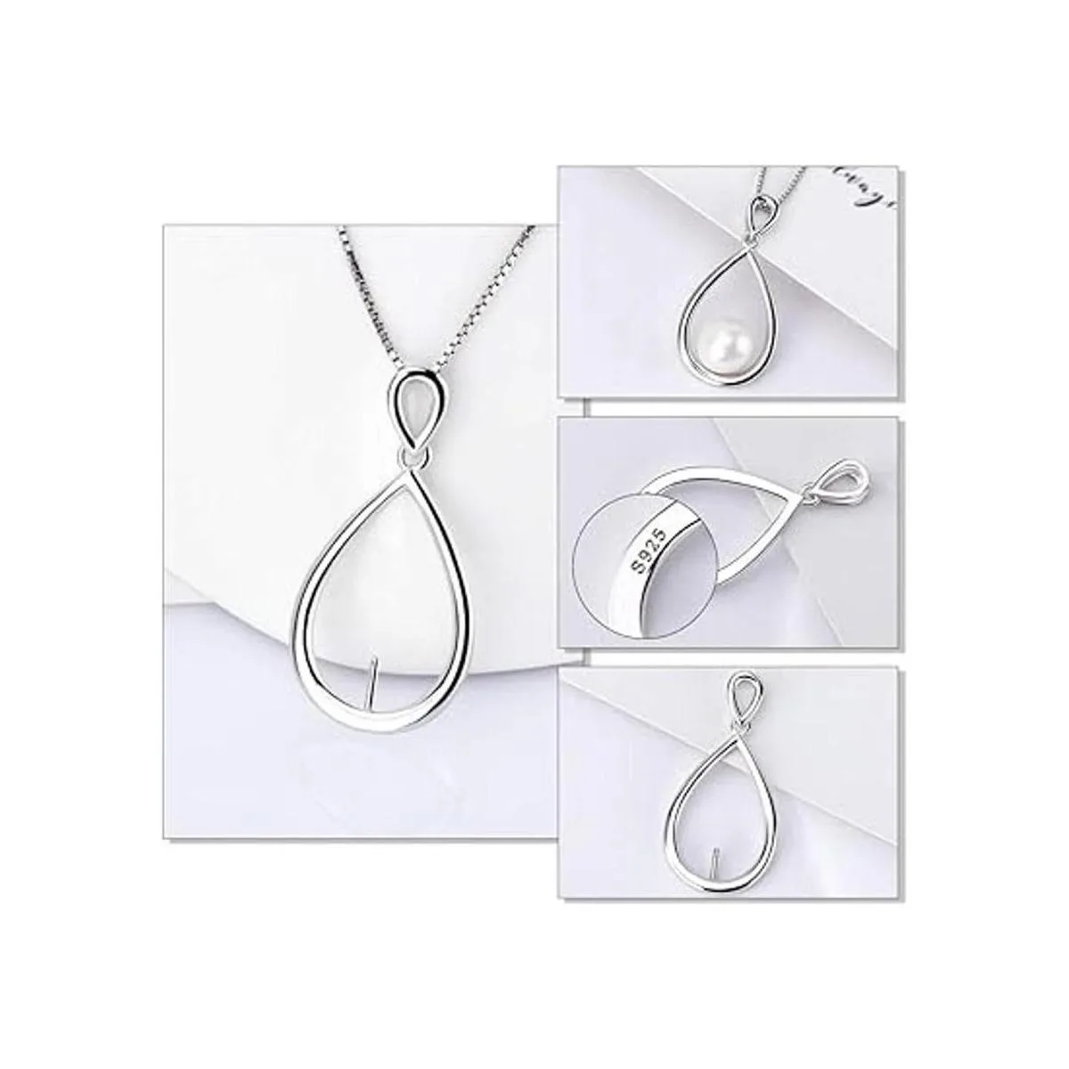 LGSY Colgante de plata de ley con forma de gota de agua