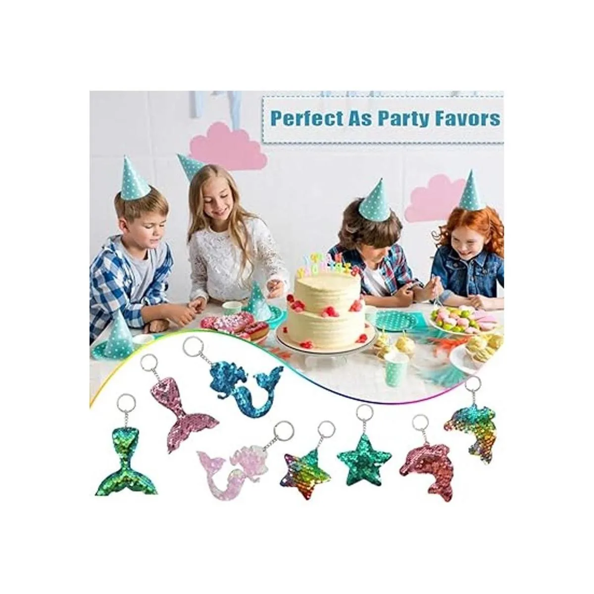 20 llaveros reversibles con lentejuelas de sirena con_3