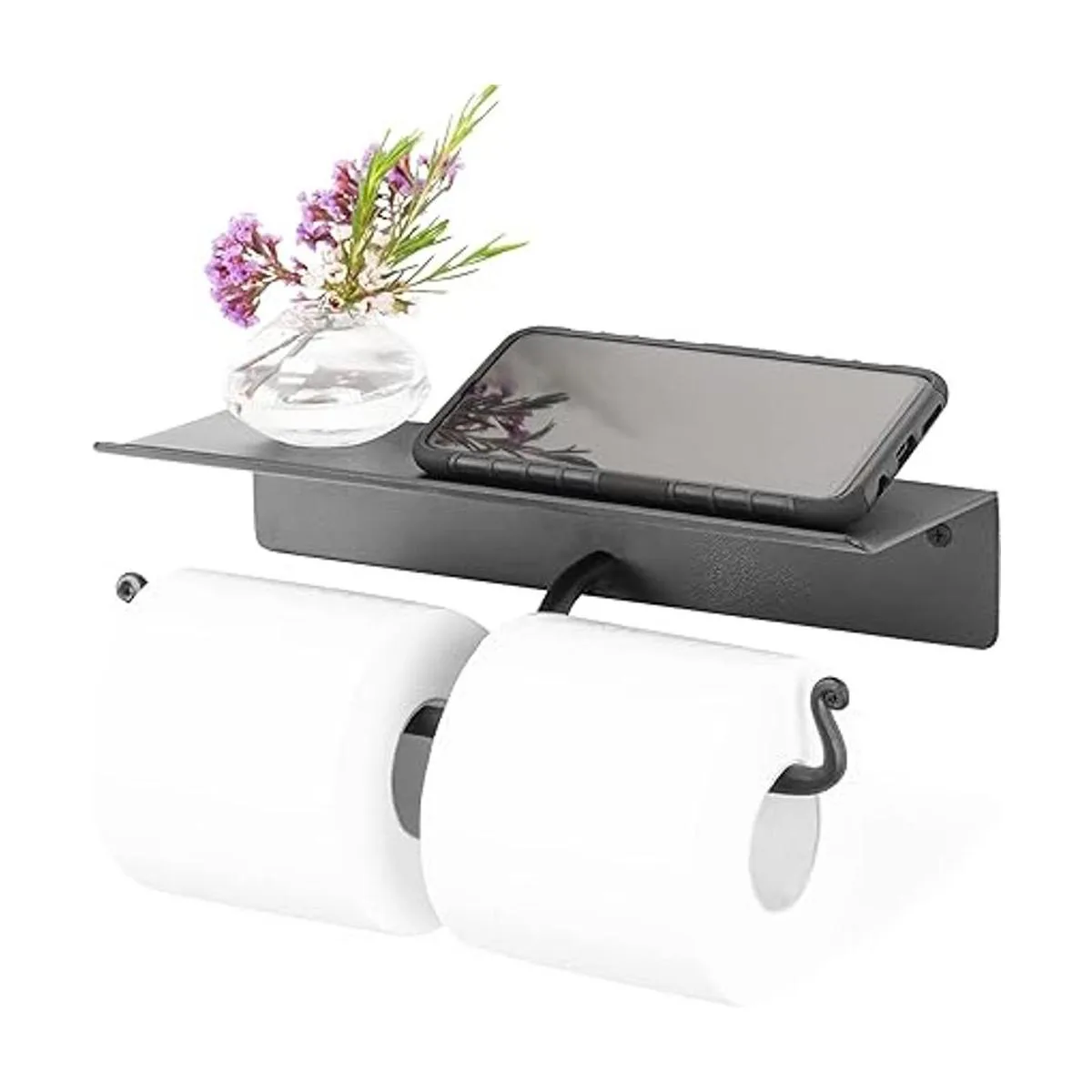 RTZEN Soporte doble de papel higiénico de hierro forjado_1