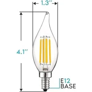 Luxrite Bombilla LED de candelabro vintage equivalente a