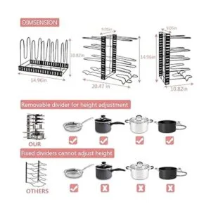 Podxco Estante organizador de sartenes para gabinete con 3_4