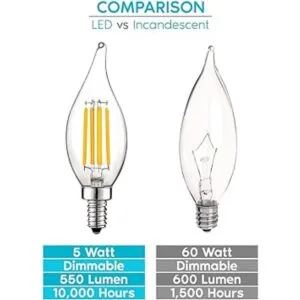 Luxrite Bombilla LED de candelabro vintage equivalente a