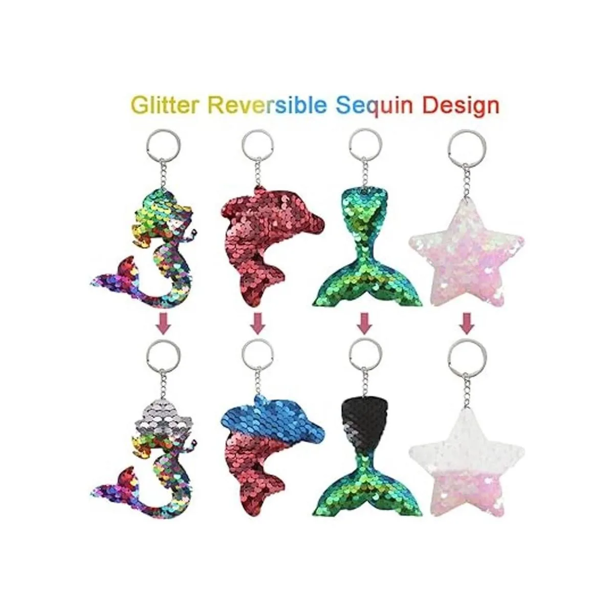 20 llaveros reversibles con lentejuelas de sirena con_2