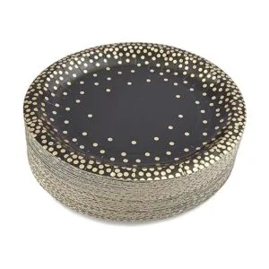 Platos de papel de aluminio dorado para fiesta de 7_5