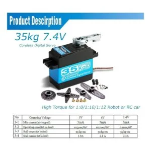 ANNIMOS Motor digital sin núcleo de 77.2 lbs servo de 74