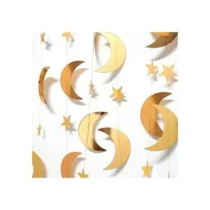 Decor365 Guirnalda colgante de estrella dorada y luna_2