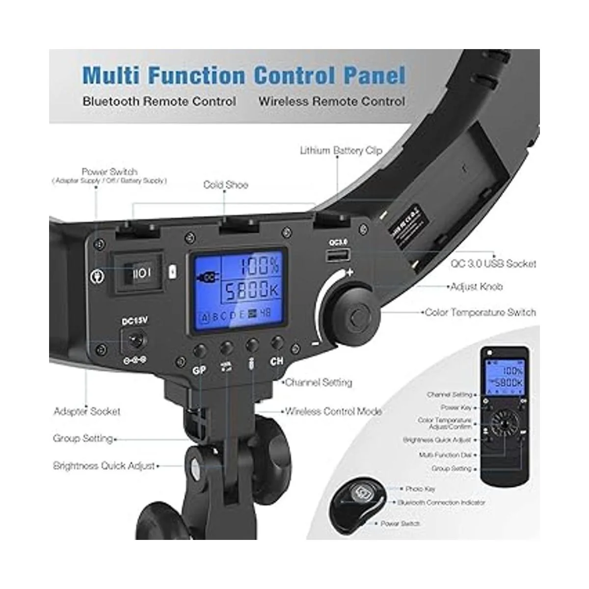 IVISII Anillo de luz de 19 pulgadas con control remoto y_5