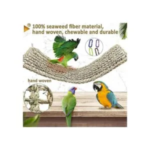 Alfombra de pasto marino para pájaros hamaca tejida de