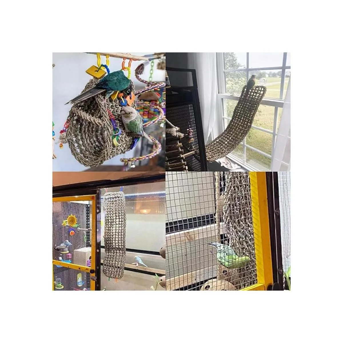 Alfombra de pasto marino para pájaros hamaca tejida de