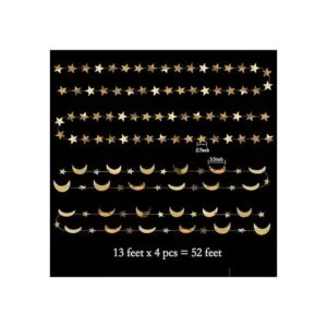 Decor365 Guirnalda colgante de estrella dorada y luna_5