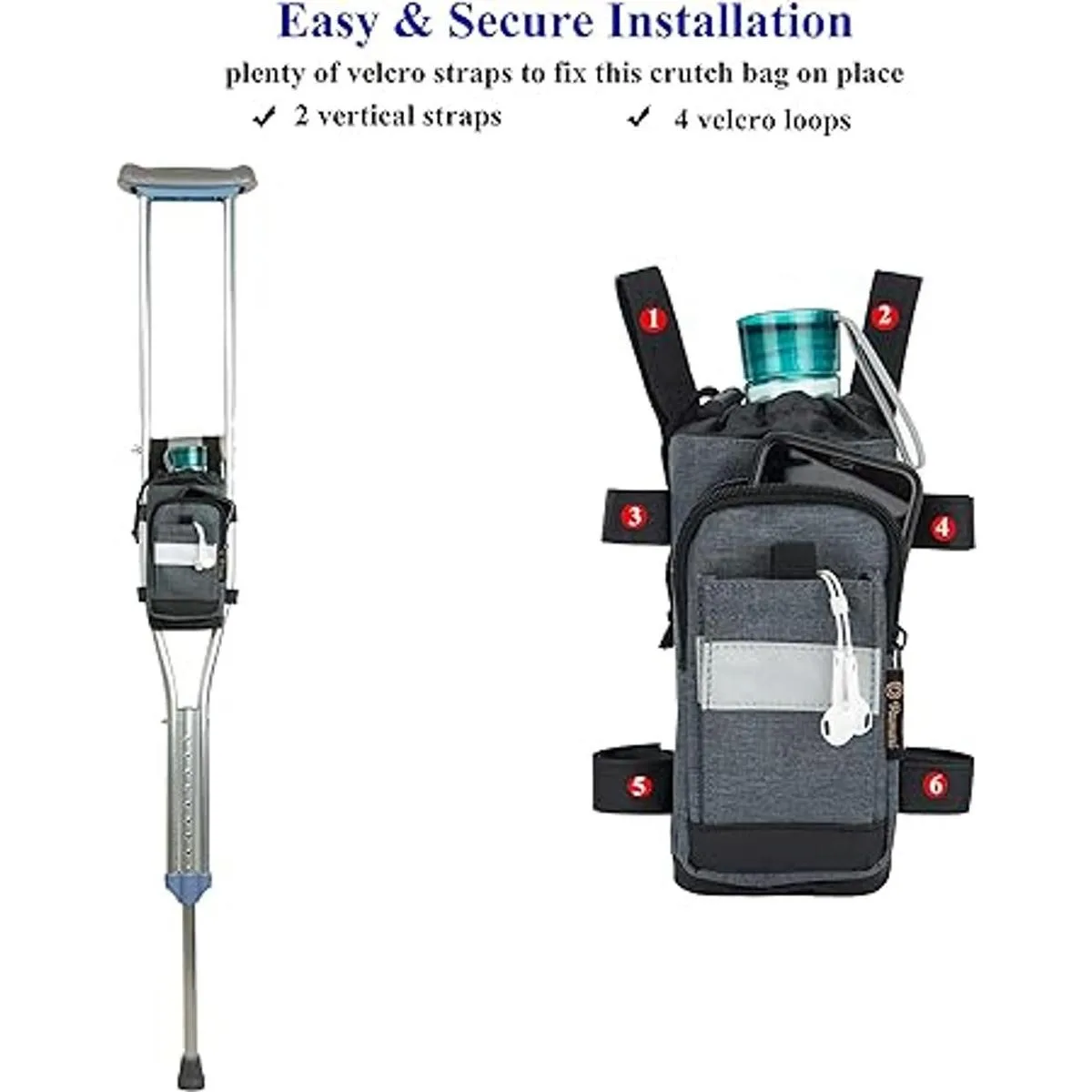Bolsa de muleta ligera para accesorios de muleta con_6