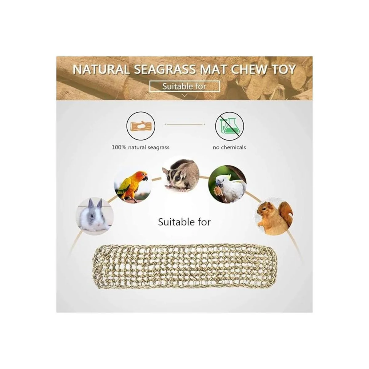 Alfombra de pasto marino para pájaros hamaca tejida de