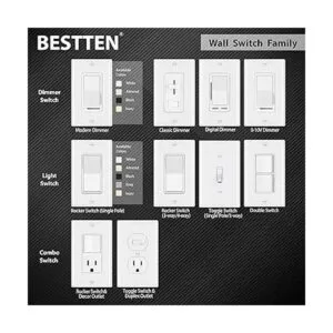 BESTTEN Interruptor de luz de pared decoradora de 3 vías