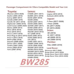Paquete de 2 filtros de aire de cabina BW285 de carbón_2