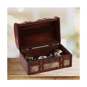 Cofre del tesoro pirata caja de madera decorativa hecha a