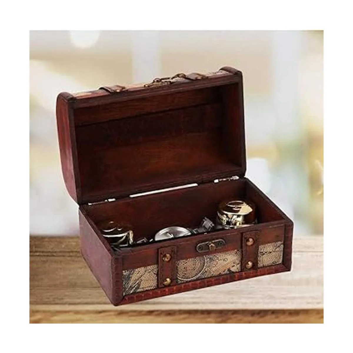 Cofre del tesoro pirata caja de madera decorativa hecha a