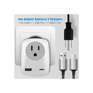 Adaptador de enchufe de viaje europeo con puerto de carga_2