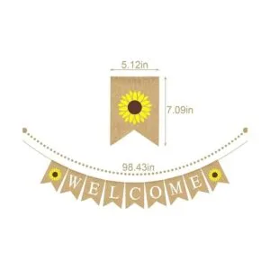 Rainlemon Bandera de yute de bienvenida con girasol de_6