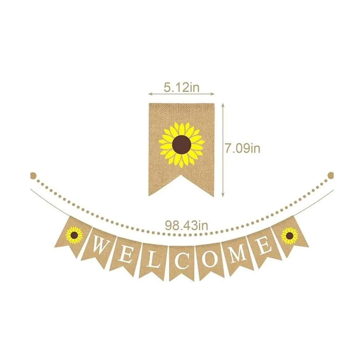 Rainlemon Bandera de yute de bienvenida con girasol de_6