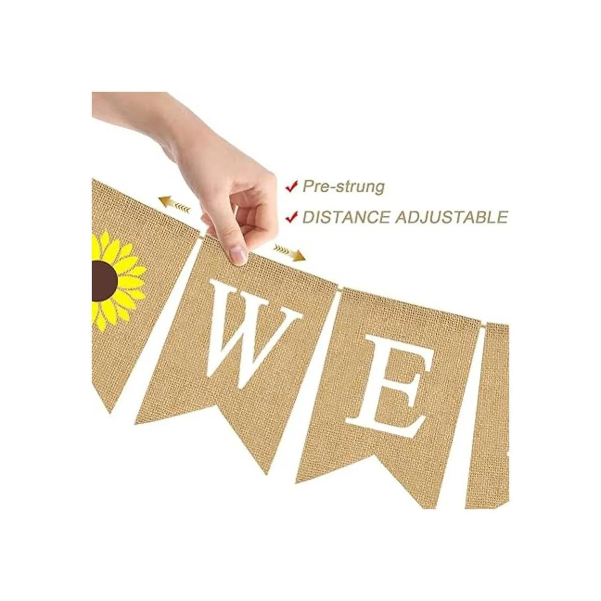 Rainlemon Bandera de yute de bienvenida con girasol de_2