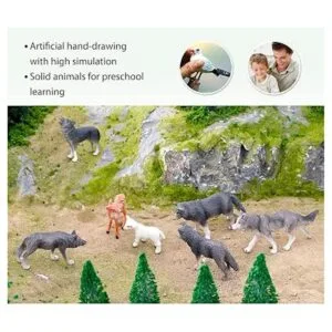 Figuras de animales de lobo VOLNAU 7 piezas de figuras de_3