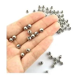 RuiLing Paquete de 100 cuentas espaciadoras redondas lisas_2