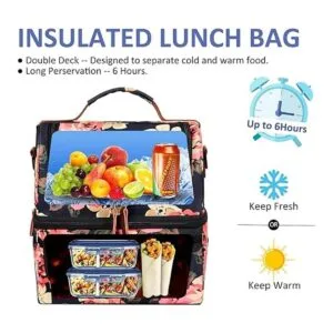 LOKASS Loncheras para mujer doble cubierta con aislante_2