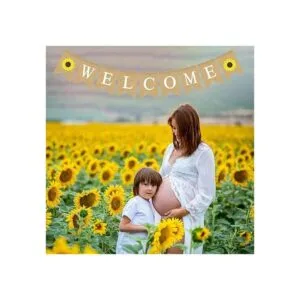 Rainlemon Bandera de yute de bienvenida con girasol de_4