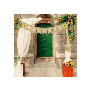 Rainlemon Bandera de yute de bienvenida con girasol de_3