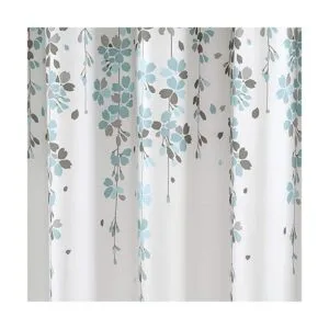 Lush Decor Cortina de ducha de flores llorosas azules y_3