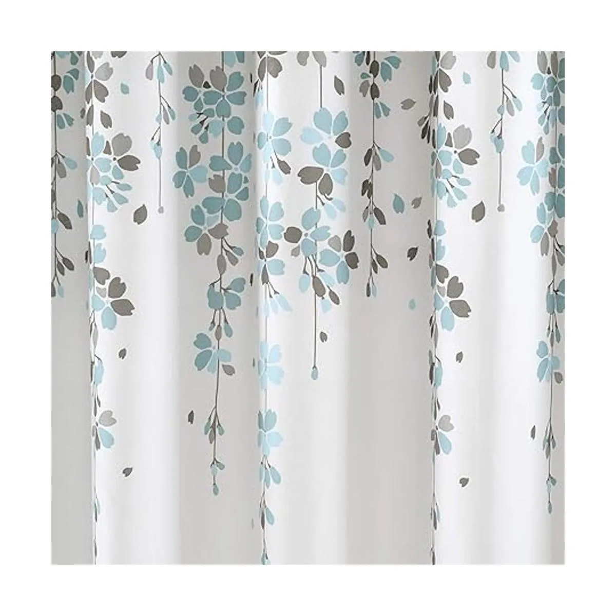 Lush Decor Cortina de ducha de flores llorosas azules y_3